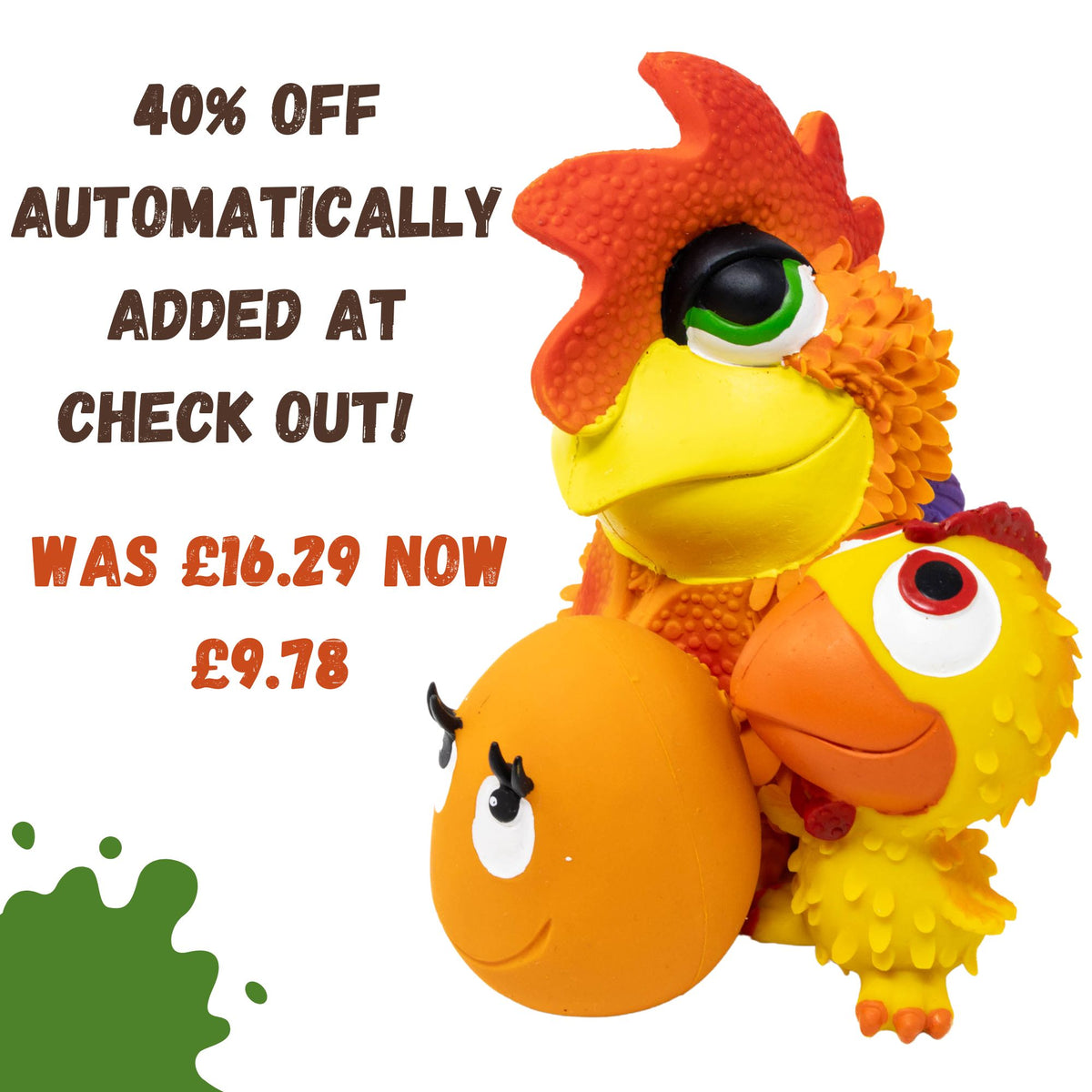 40% OFF Cockerel chick and Ovo Dog toy Set