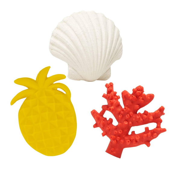 Pineapple, Clamp Shell and Coral Teething Baby 3-gift set, fully mould ...