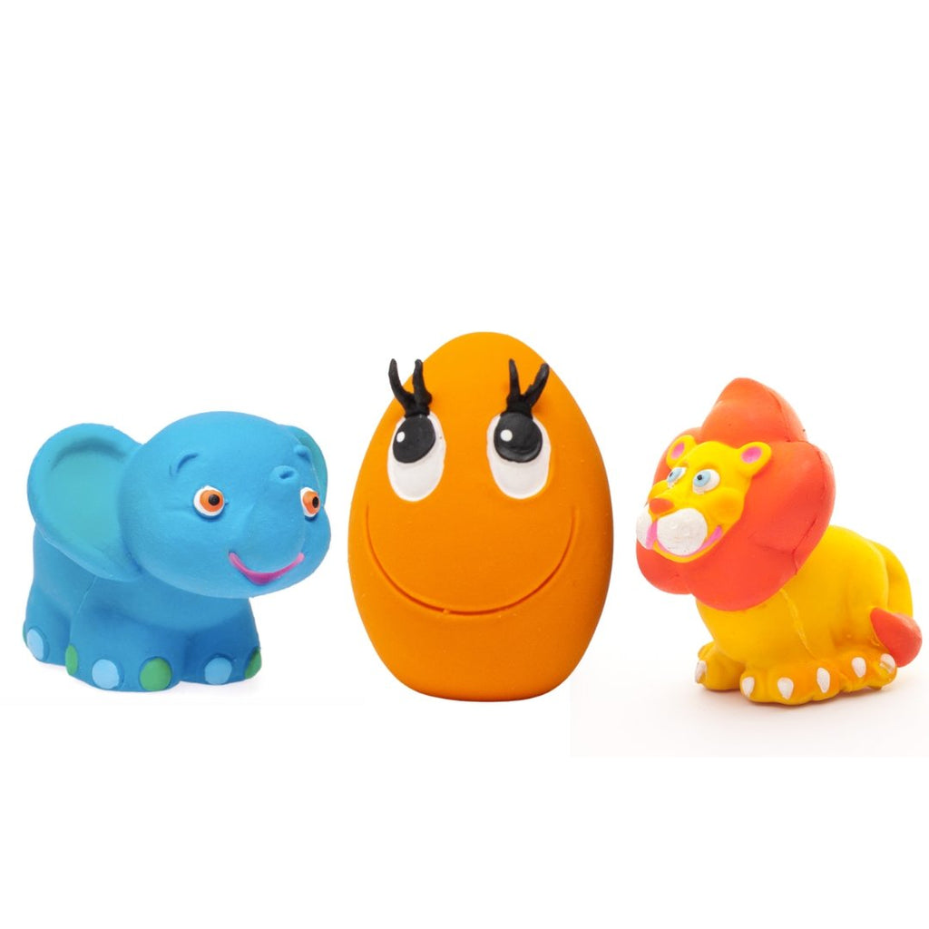 Rubber Teething Toys - Chicken, Bone & Frog Toys